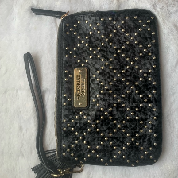 Victoria secret studded black and gold wristlet - Picture 2 of 4